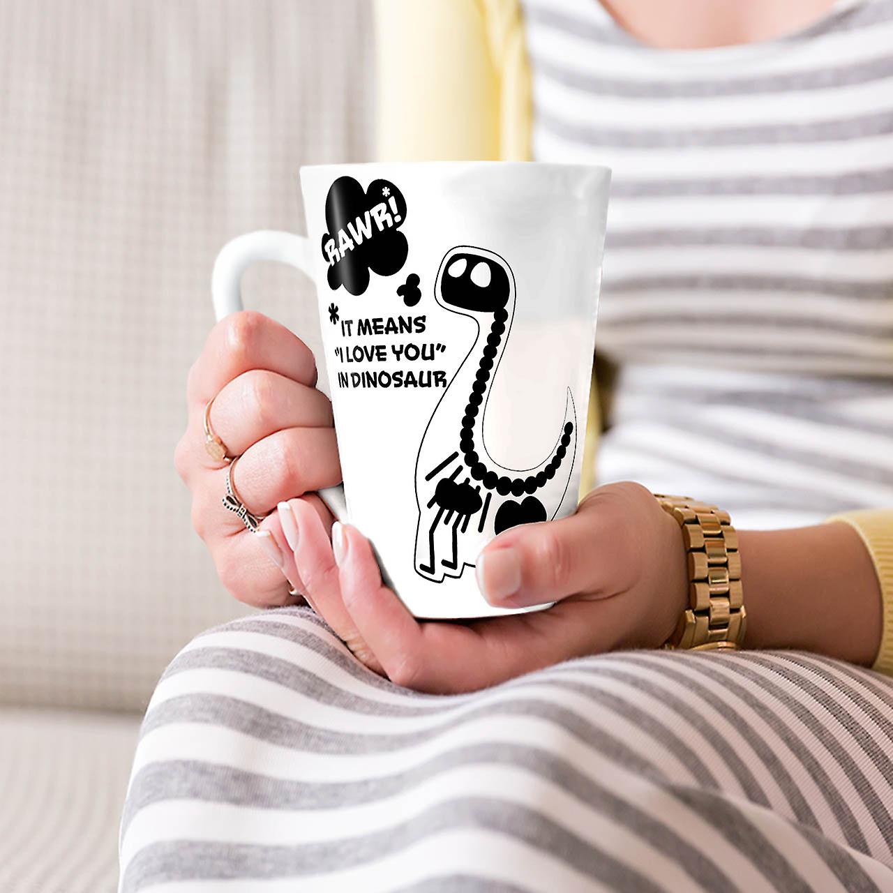 Rawr Love You Dinosaur NEW White Tea Coffee Ceramic Latte Mug 17 oz | Wellcoda