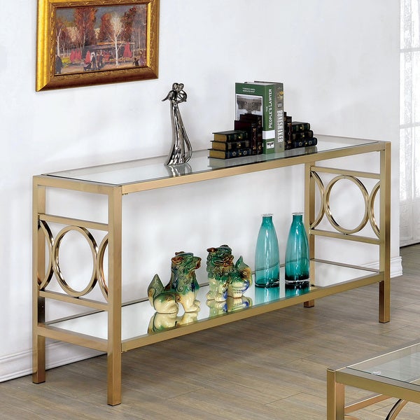 Silver Orchid Valkyrien Contemporary 47-inch Glass Top 1-shelf Sofa Table