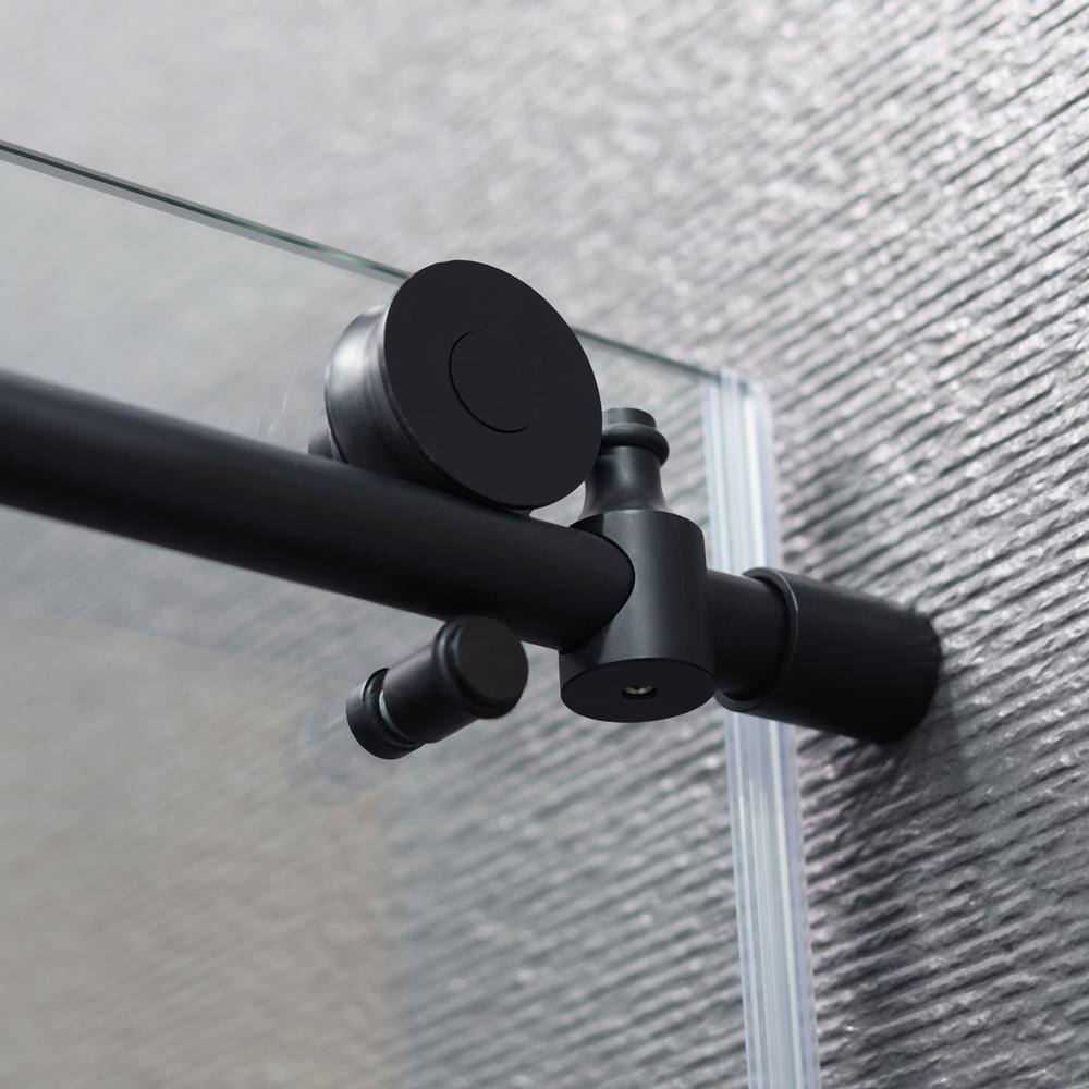 niveal Ruhr 60 in. W x 76 in. H Sliding Semi-Frameless Shower Door in Matte Black Finish with Clear Glass LU7051-7660MB