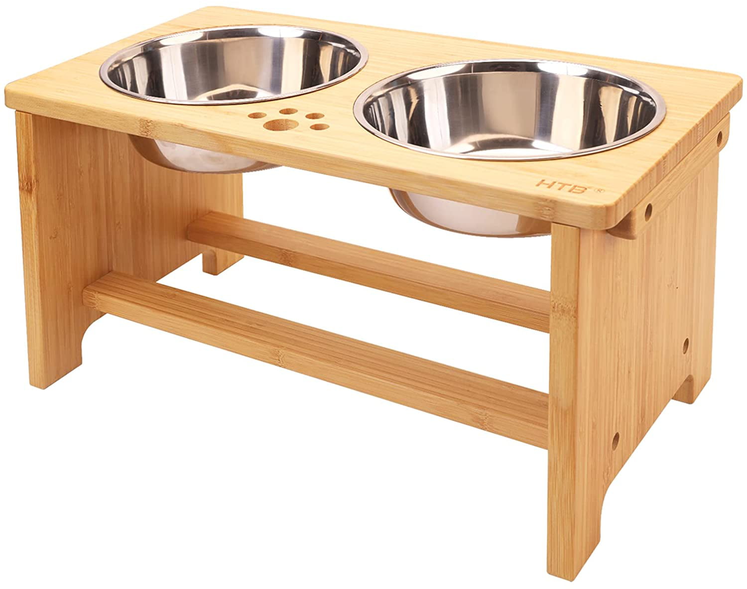 HTB Elevated Dog Bowls Stand with 2 Stainless Steel Bowls