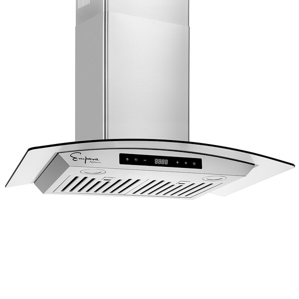 30 inch 400 CFM Ducted and Ductless Wall Mount Glass Range Hood - Ducted Exhaust Kitchen Vent