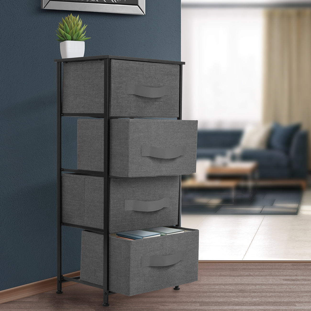 4 Drawers Chest Dresser - Black