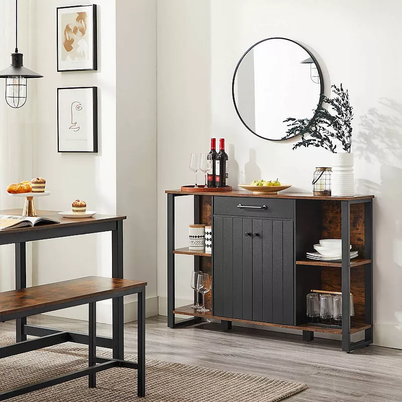 Sideboard For Living Room， Storage Organizer With Drawer， Shelves， Door， Steel Frame