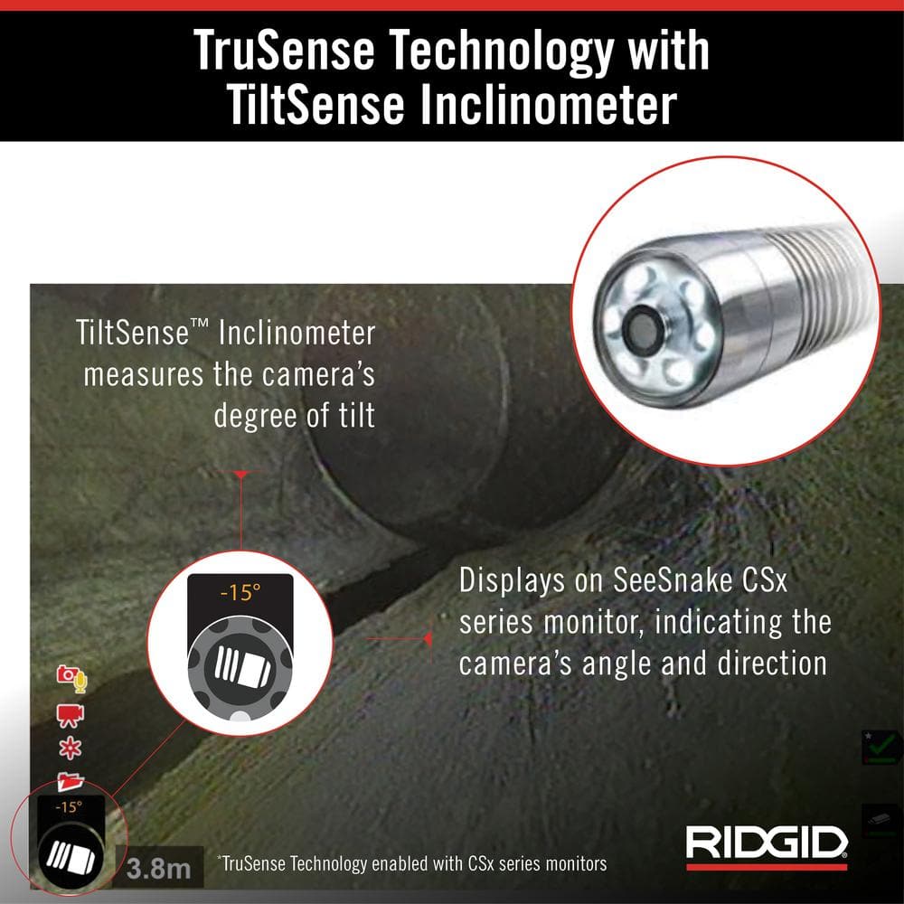 RIDGID SeeSnake Mini Sewer/Drain/Pipe Inspection Camera Reel (200 ft. Cable for 1-1/2 in.- 8 in. Lines), TruSense Technology 63628