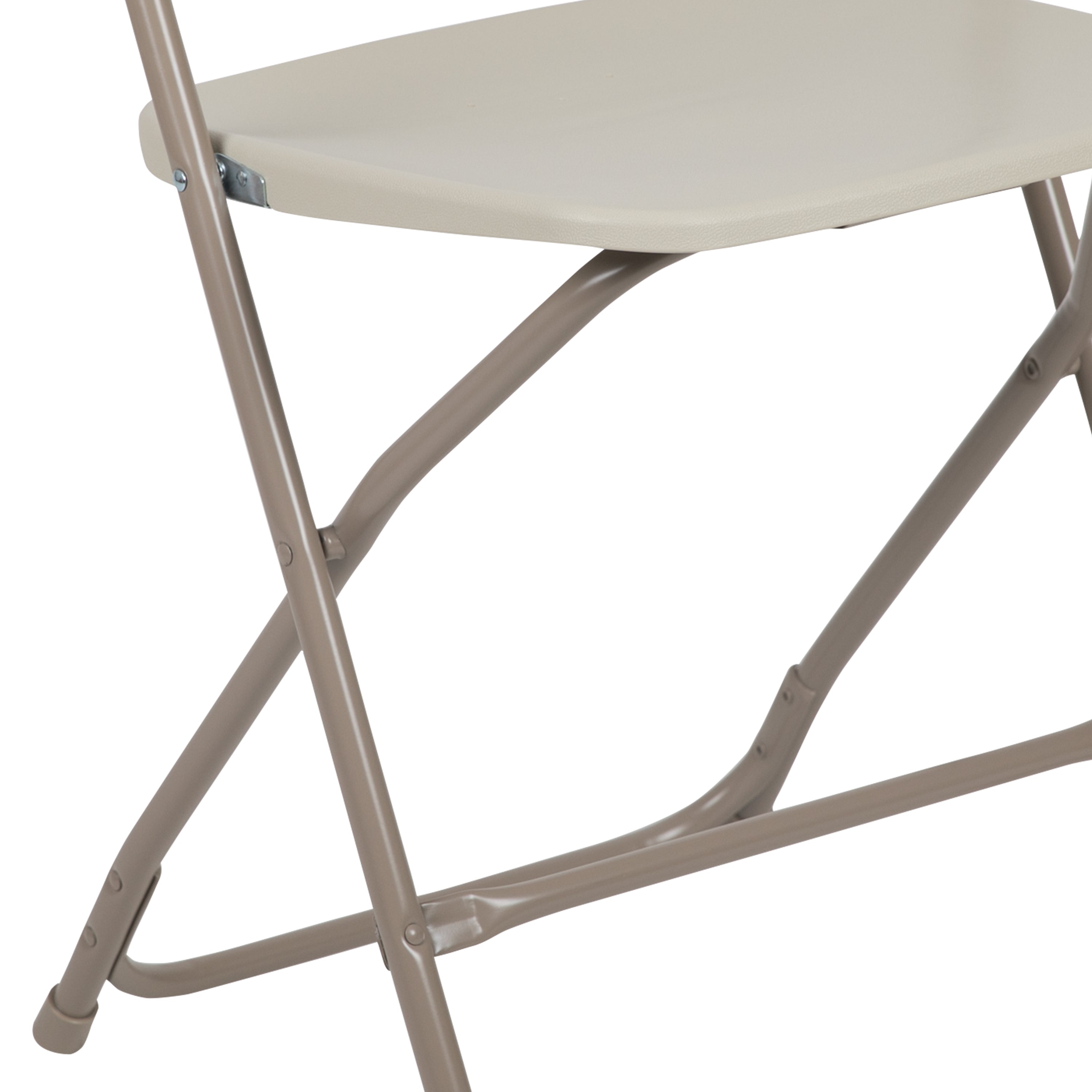 BizChair Folding Chair - Beige Plastic - 2 Pack 650LB Weight Capacity