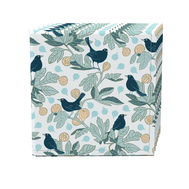 Napkin Set of 4， 100% Cotton， 20x20， Fig Trees and Birds