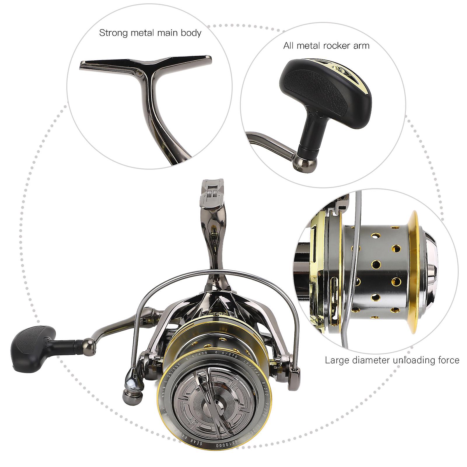 Spinning Fishing Reel  All Metal High Strength Guide Rod Structure Anti-seawater  For Reservoir， Pond， Rivers， Lakes， And Sea Fishing Places[gx8000]