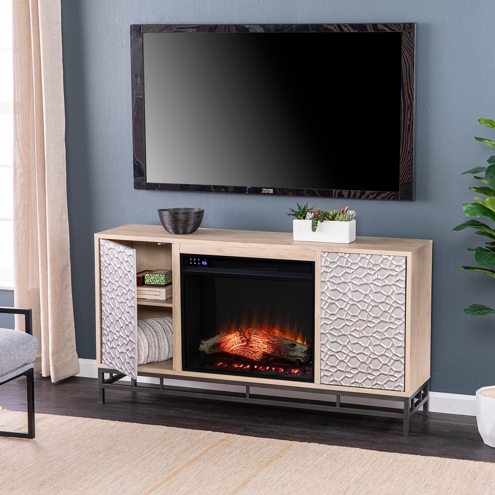 SEI Furniture Ausborne Electric Fireplace w/ Media Storage   Natural