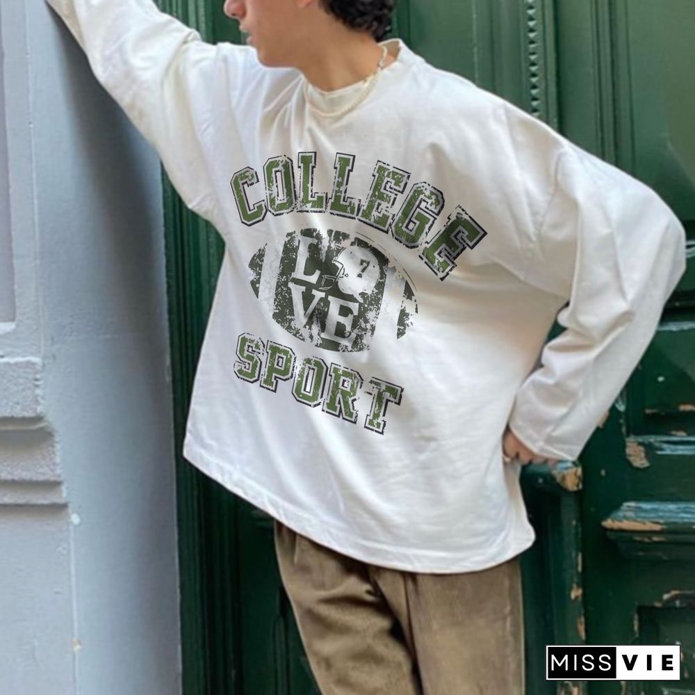 Retro Oversized Rugby Long Sleeve T-Shirt