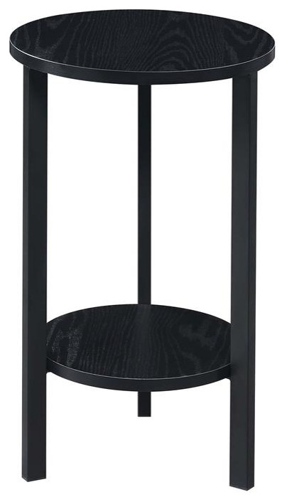 Convenience Concepts Graystone 24 Inch Plant Stand in Black Wood and Metal Frame   Transitional   Plant Stands And Telephone Tables   by Homesquare  Houzz