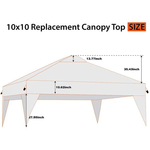 Eurmax 10x10 Canopy Top Replacement Instant Outdoor Patio Sunshade Tent Cover-Grey