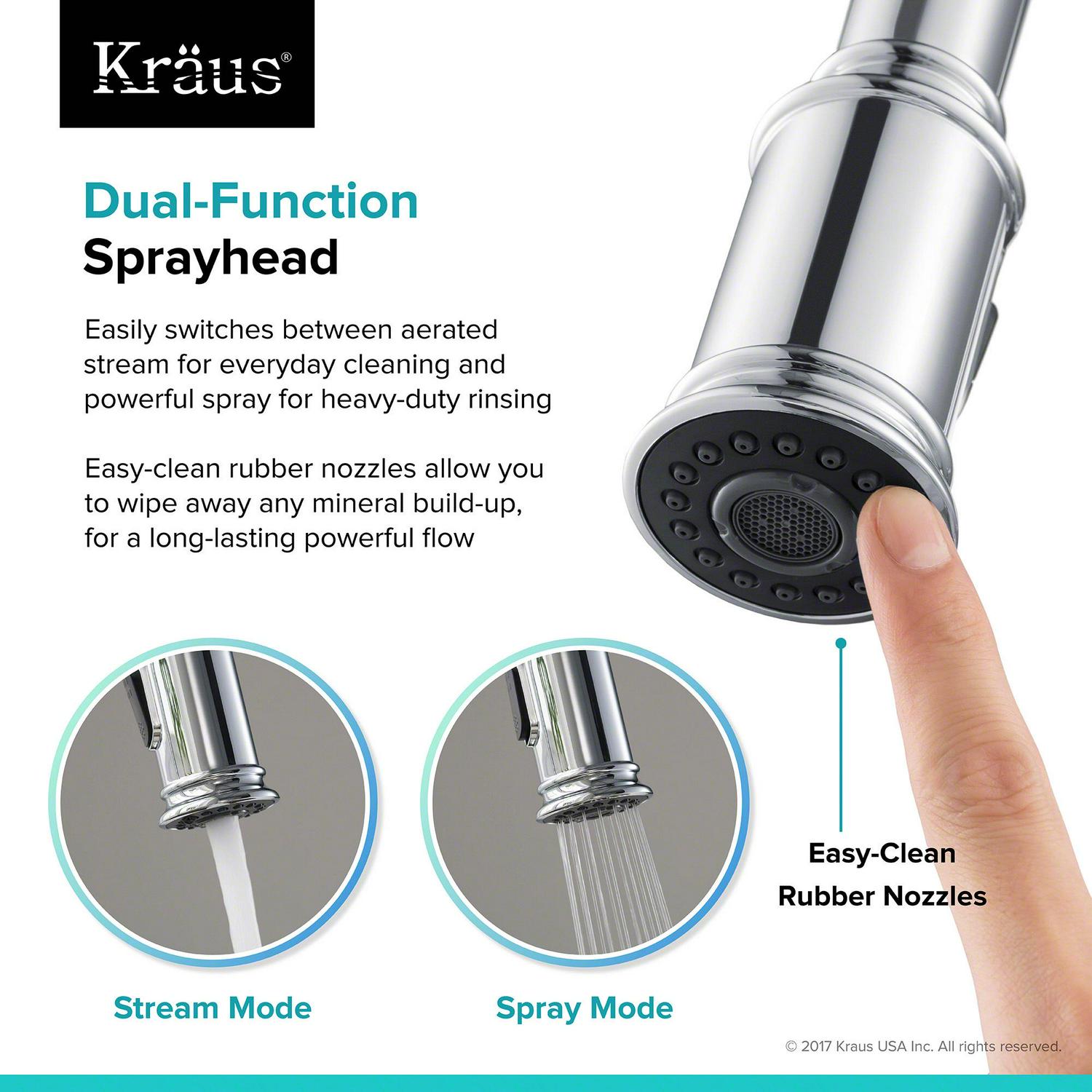 KRAUS Sellettea c Single Handle Pull Down Kitchen Faucet with Dual Function Sprayhead in Chrome Finish