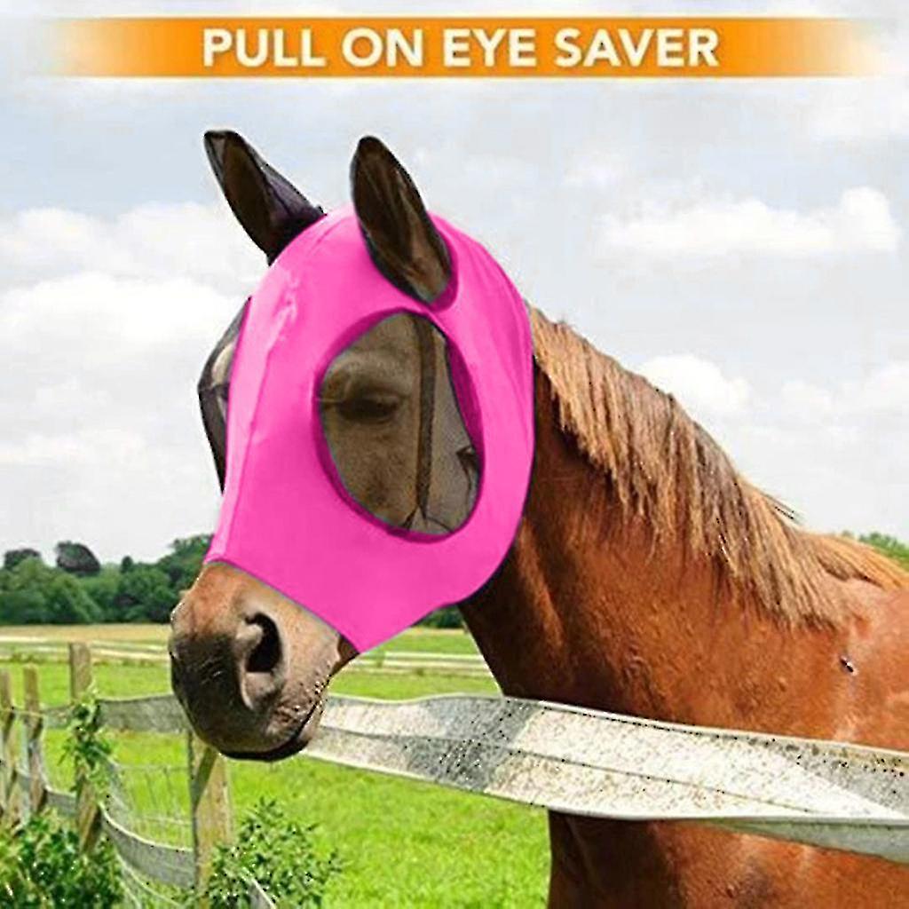 Niuniu Fly Mesh Horse Mask Comfort Fit Fly Mask Protects Eyes And Ears， 1 Pack， Rose One Size