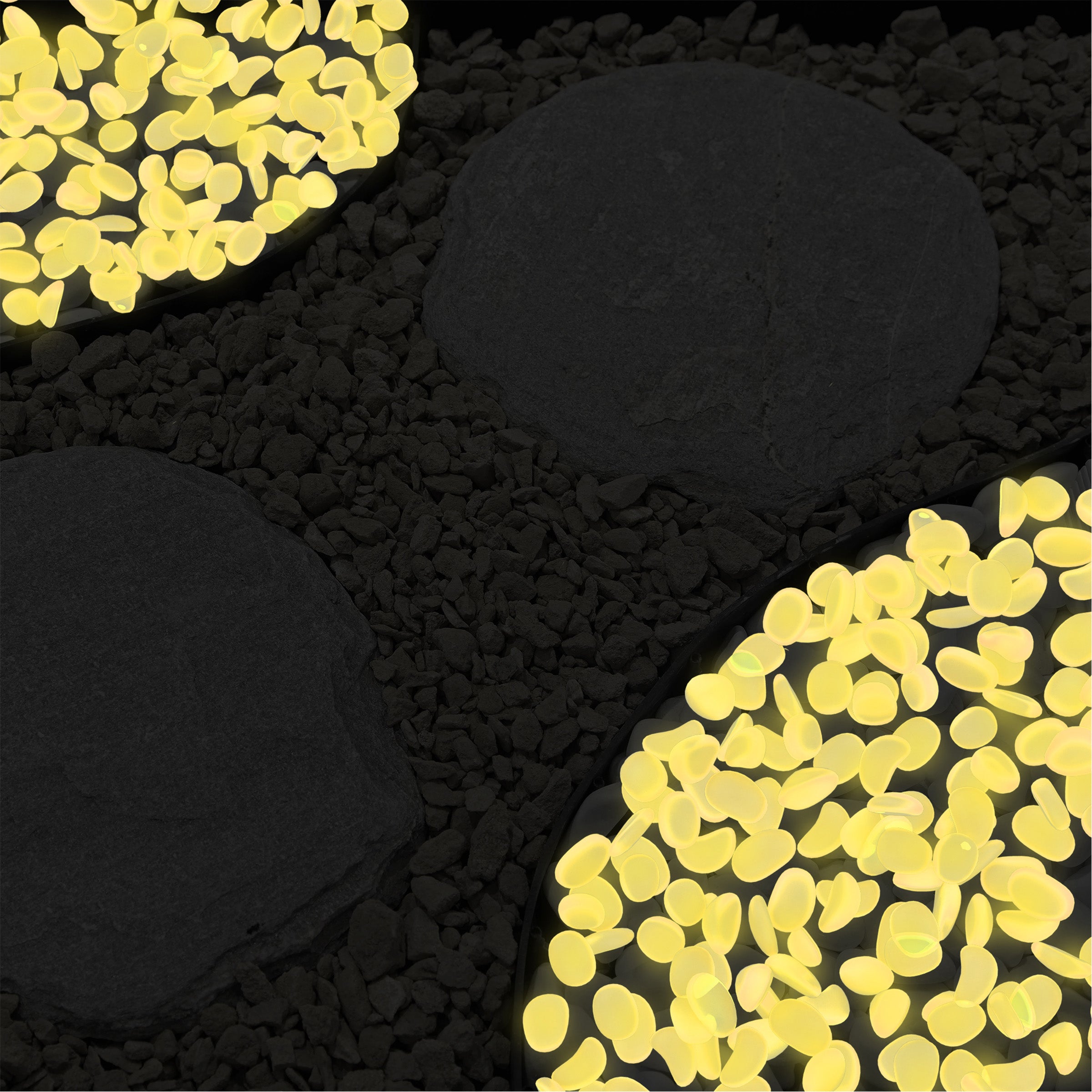 Villacera Glow-in-the-Dark Garden Stones – Pathway Pebbles (500, Yellow)