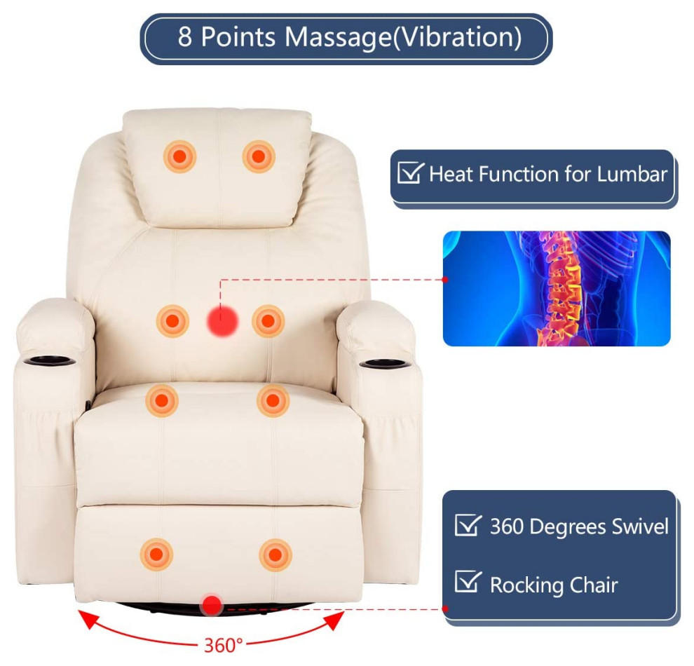 Living Room Recliner Massage Chair   Cream   Transitional   Recliner Chairs   by AffordableVariety  Houzz