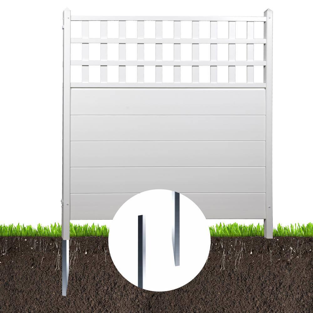 NEUTYPE 4 ft. x 4 ft. Vinyl Privacy Fence Panel White Grids HD-A-YP01003