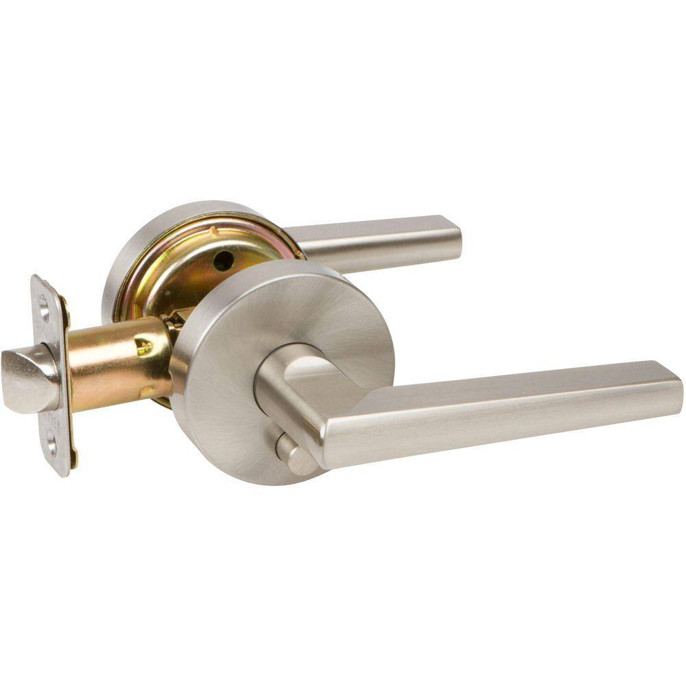 DELANEY HARDWARE Contemporary Collection Vida Satin Nickel BedBath Door Handle 351521