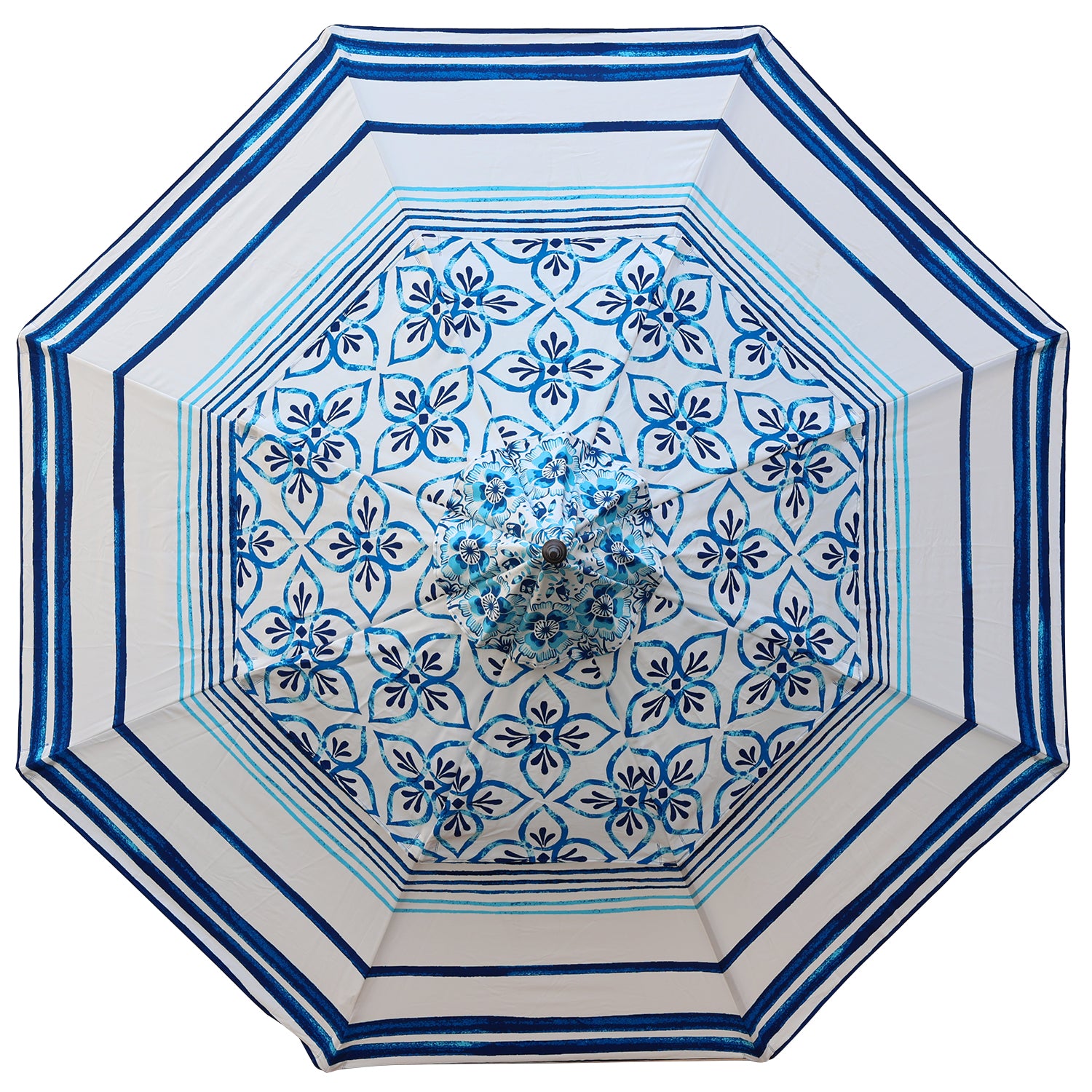 Aoodor 9ft Wooden Patio Table Market Umbrella 3 Tier (Only Umbrella)-Blue