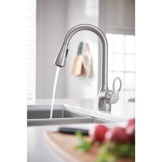 MOEN Kleo Single-Handle Pull-Down Sprayer Kitchen Faucet with Reflex and Power Clean in Spot Resist Stainless CA87011srs