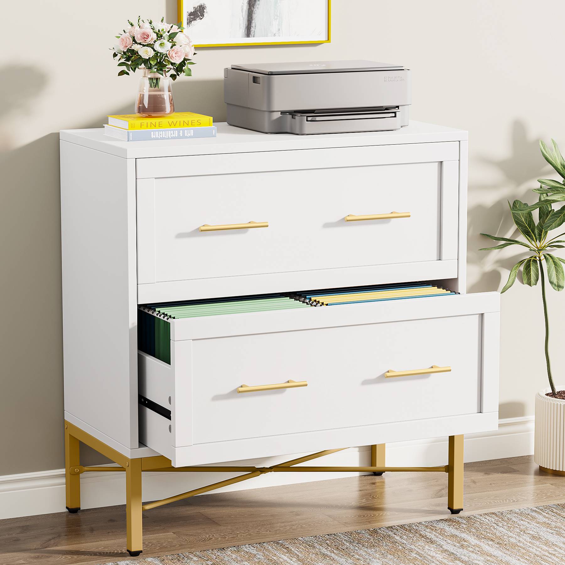 2-Drawer File Cabinet, Lateral Storage Cabinet Printer Stand