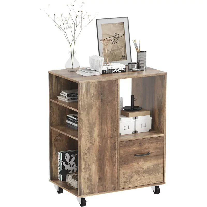 Year Color Mobile Wood Office Storage Cabinet with Drawers and Shelves for Home Office