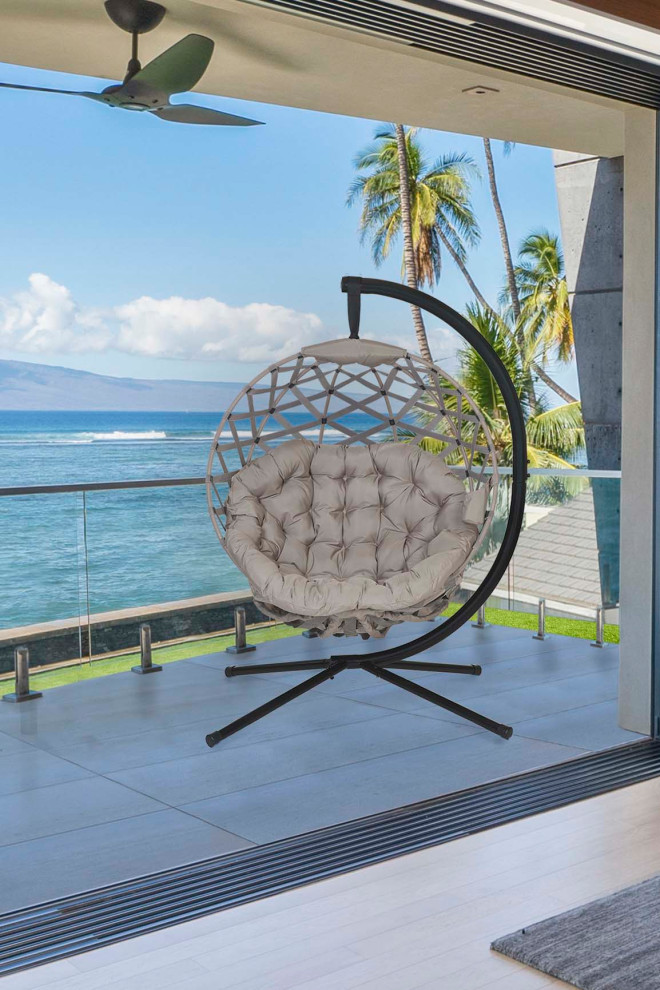 66H x 40W x 43D Beige Crossweave Hanging Ball Chair   Transitional   Hammocks And Swing Chairs   by IDEAZ International  LLC  Houzz