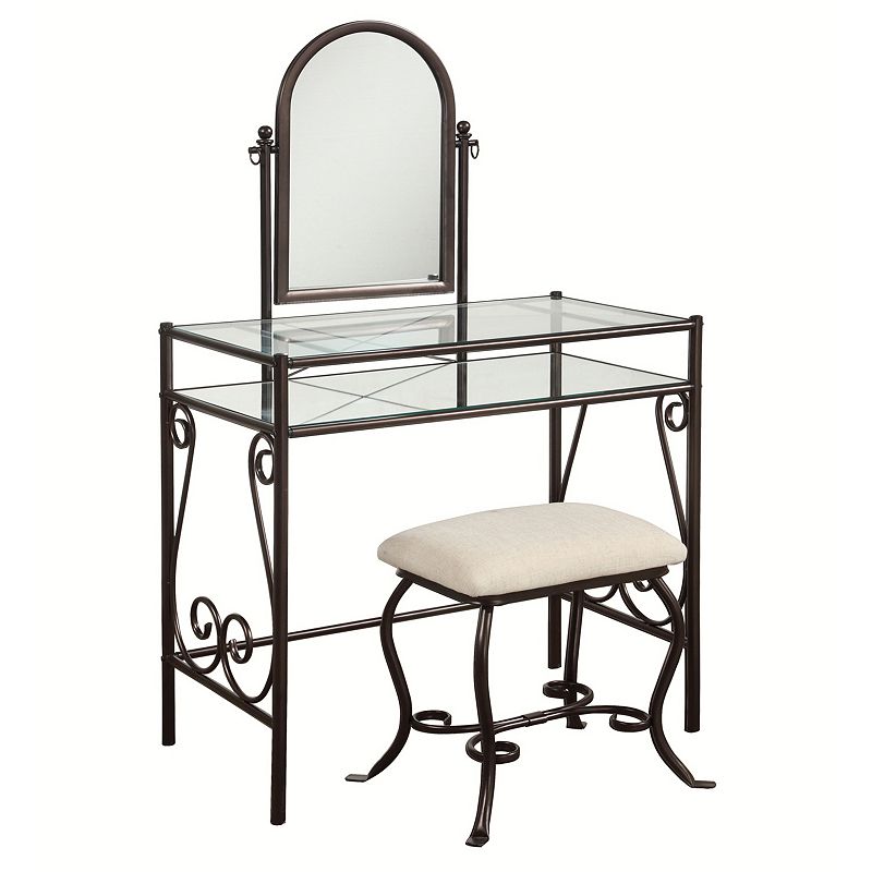 Linon Clarisse Vanity Table and Stool 2-piece Set