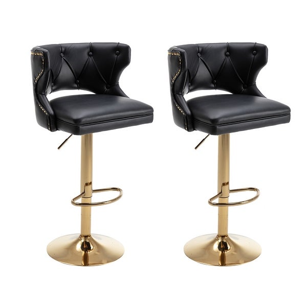 2PCS Counter Height Bar Stools Leather