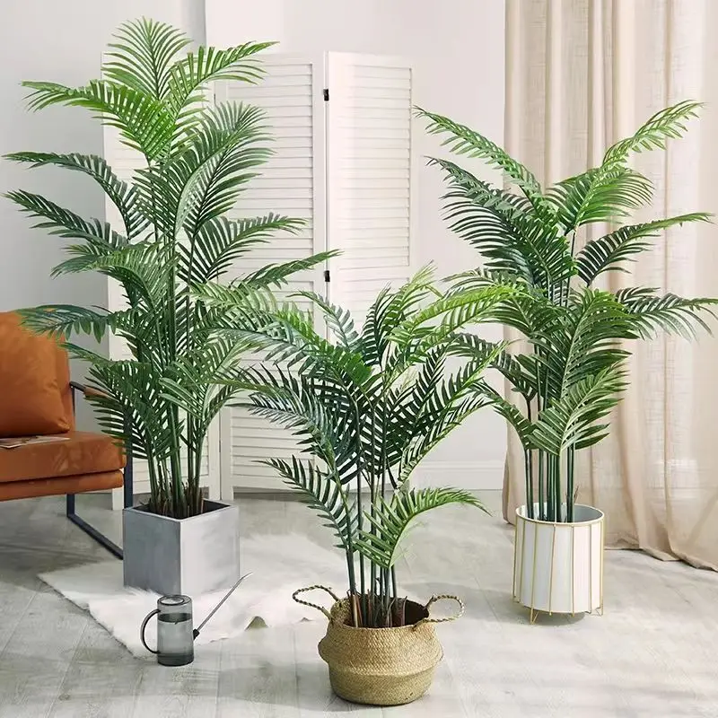 fake Indoor Decoration Artificial Plants palm Plastic Bonsai Tree with Pot Faux Simulation Plantas