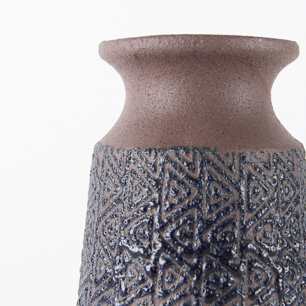 Sefina III Large Brown/Black Patterned Ceramic Vase   7\