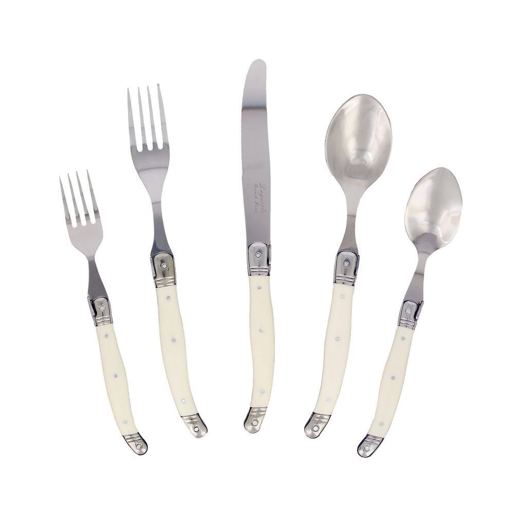 French Home Laguiole 20-Piece Stainless SteelFaux Ivory Flatware Set (Service for 4) LG120