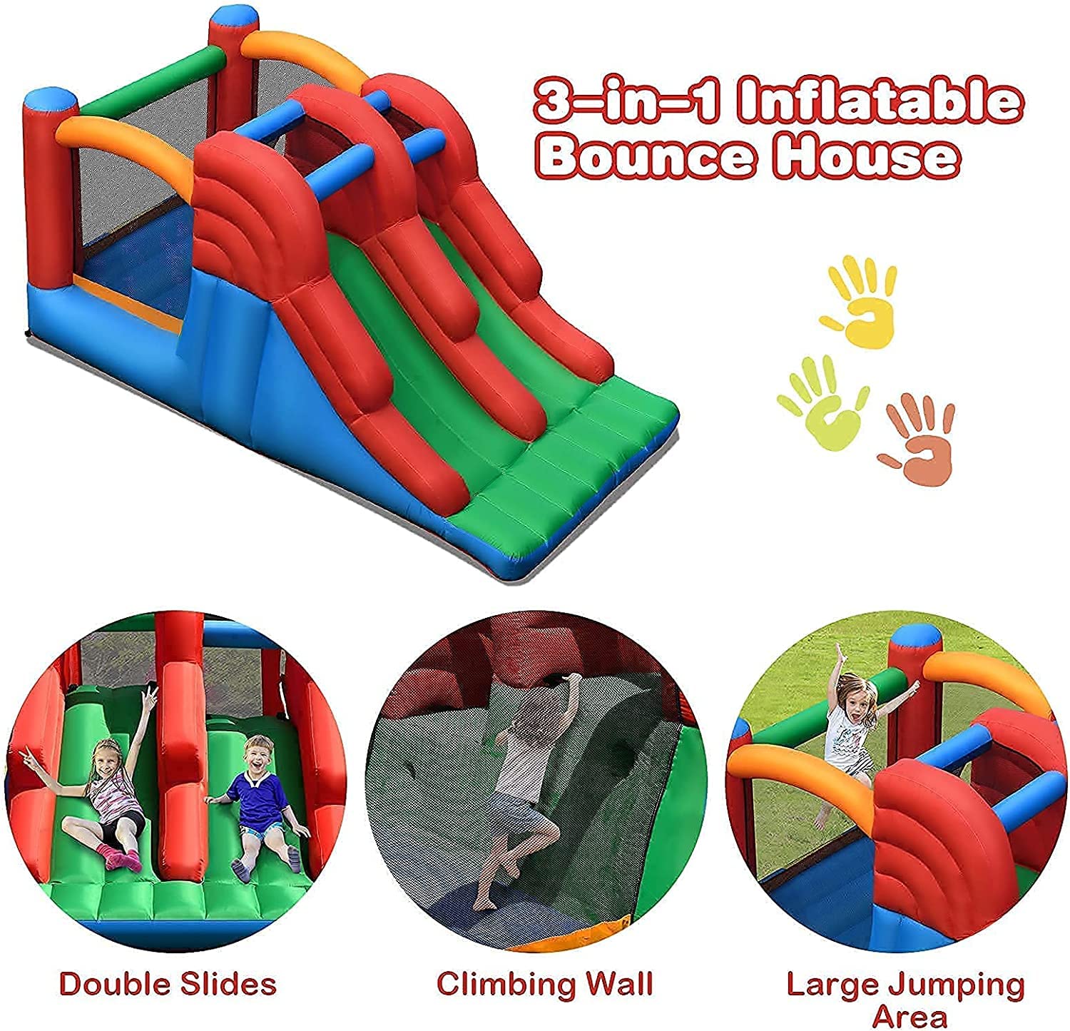 Costzon Inflatable Bounce House, Double Slide Bouncy House for Kids