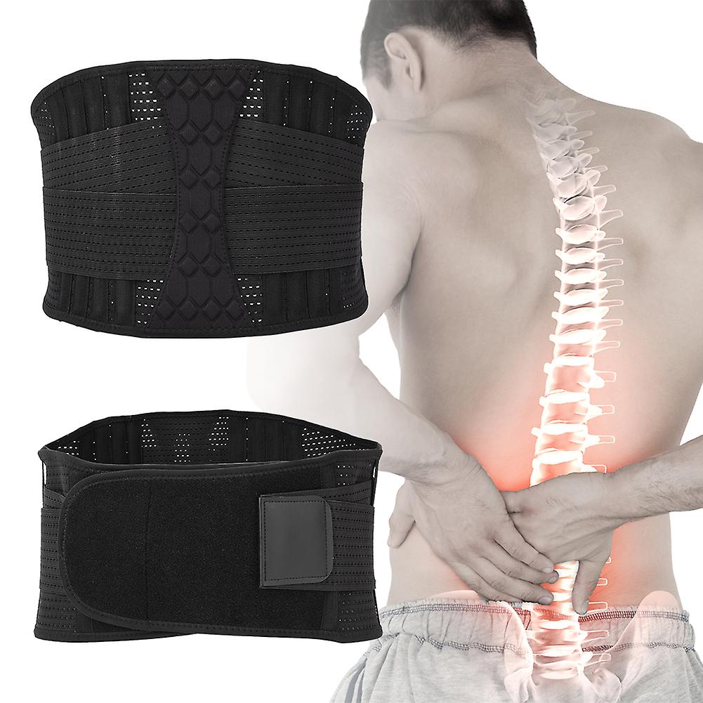 Breathable Nylon Lumbar Lower Back Waist Protection Belt Brace For Sports Pain Reliefxl Black