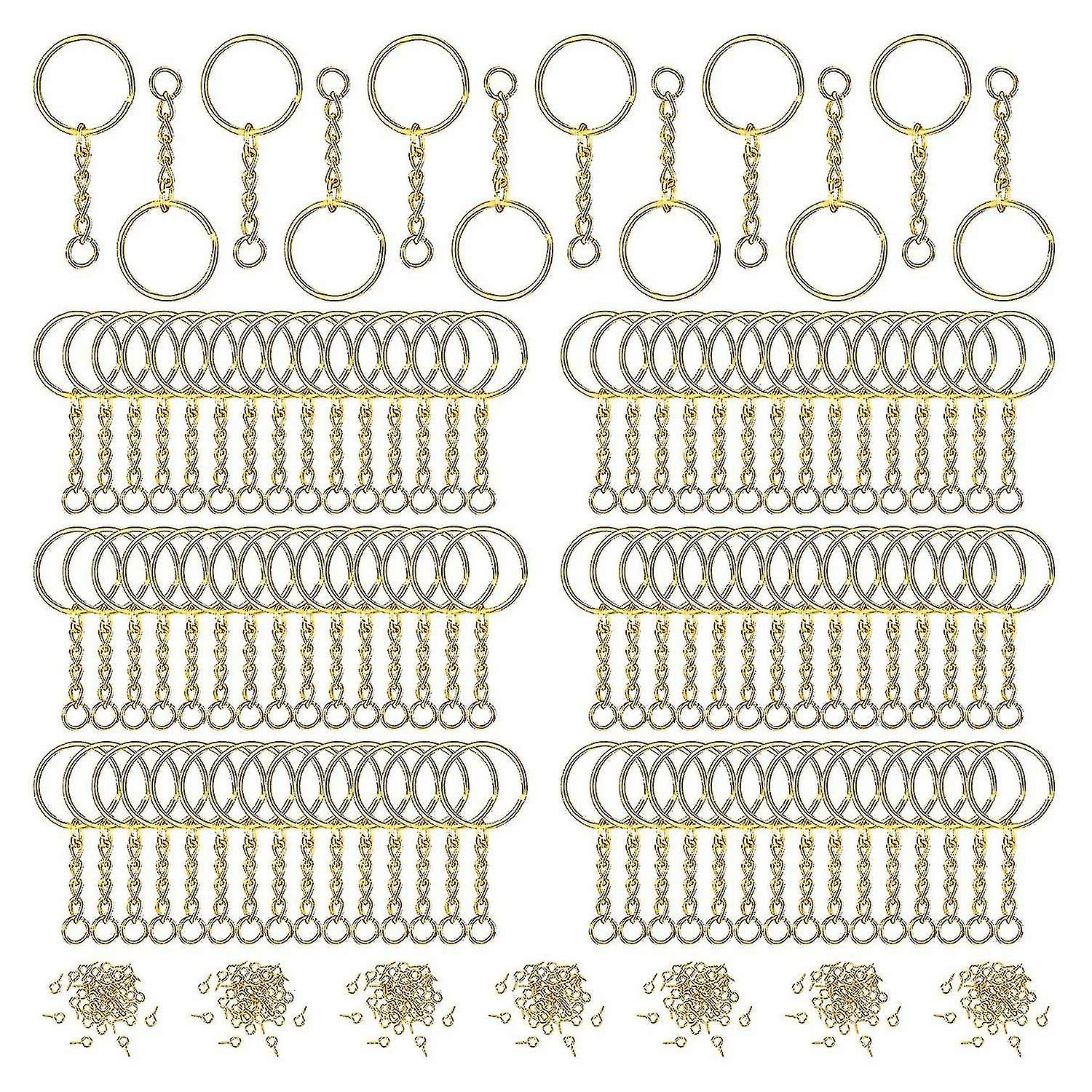 360 Pcs Keychain Rings Kit Open Jump Rings For Diy Crafts Gold