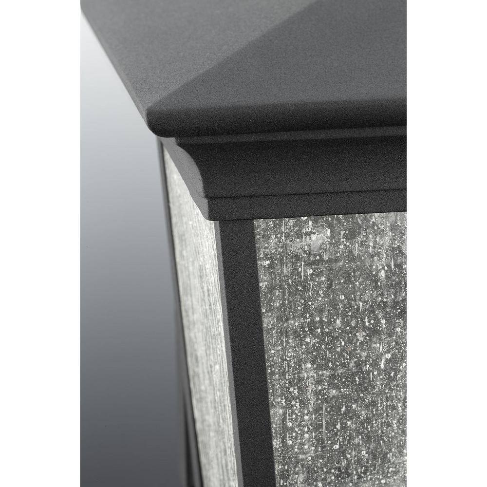 Progress Lighting Arrive LED Collection Textured Black Clear Seeded Glass Modern Outdoor Small Wall Lantern Light P6067-3130K9