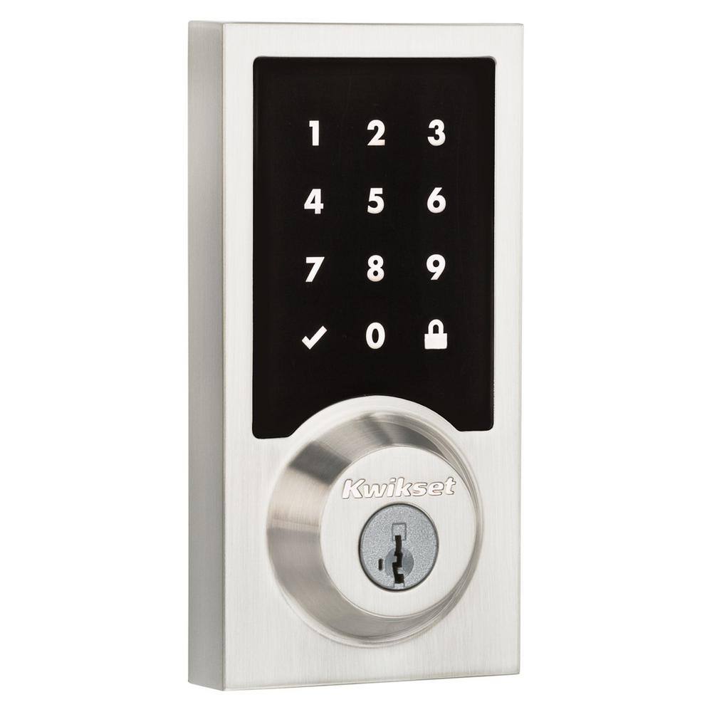 Kwikset Z-Wave SmartCode 916 Touchscreen Contemporary Single Cylinder Satin Nickel Keypad Electronic Deadbolt with SmartKey 99160-020