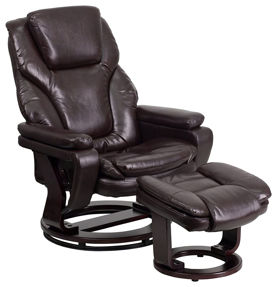 Contemporary Recliner Chair  Faux Leather Upholstered Seat With Ottoman   Contemporary   Recliner Chairs   by Declusia  Houzz