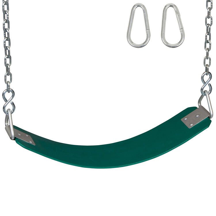 Commercial Rubber Belt Seat with Chains and Hooks (Green)