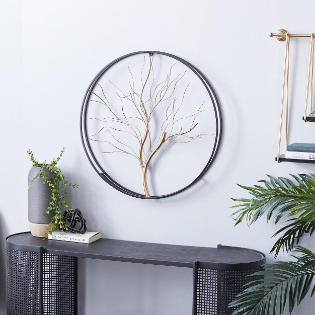 Metal Tree Branch Wall Decor With Black Frame Gold Olivia amp May