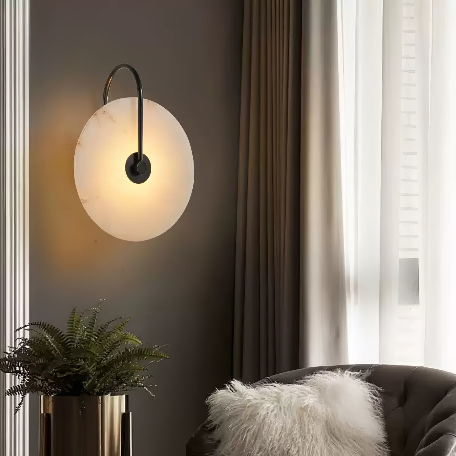 Alabaster LED Plug-In Wall Lamp