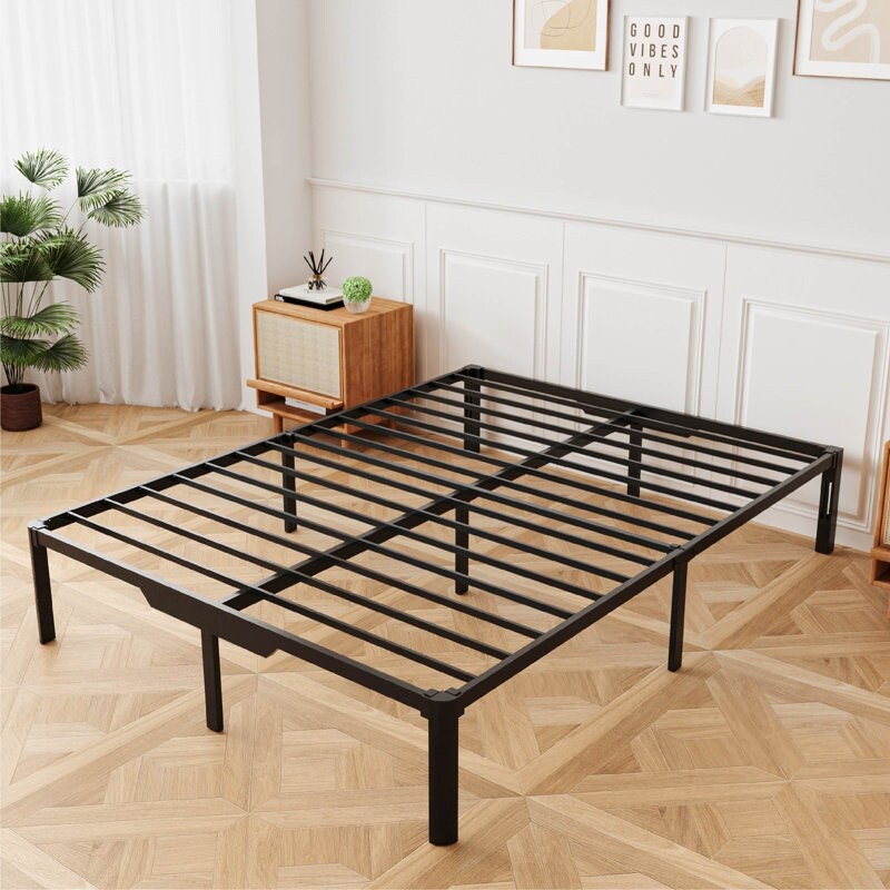 EGOHOME 14'' Metal Bed Frame with Easy Assembly   Storage Underneath