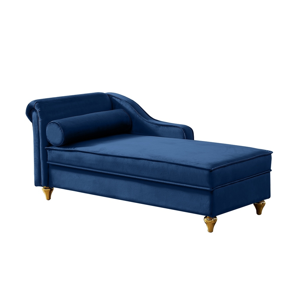 Velvet Chaise Lounges Hidden Storage Lounges Chair  Navy Blue