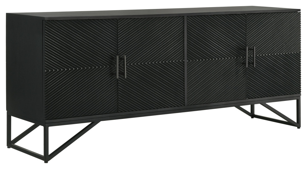 Riddell 4 door Accent Cabinet Black   Modern   Accent Chests And Cabinets   by Modon  Houzz