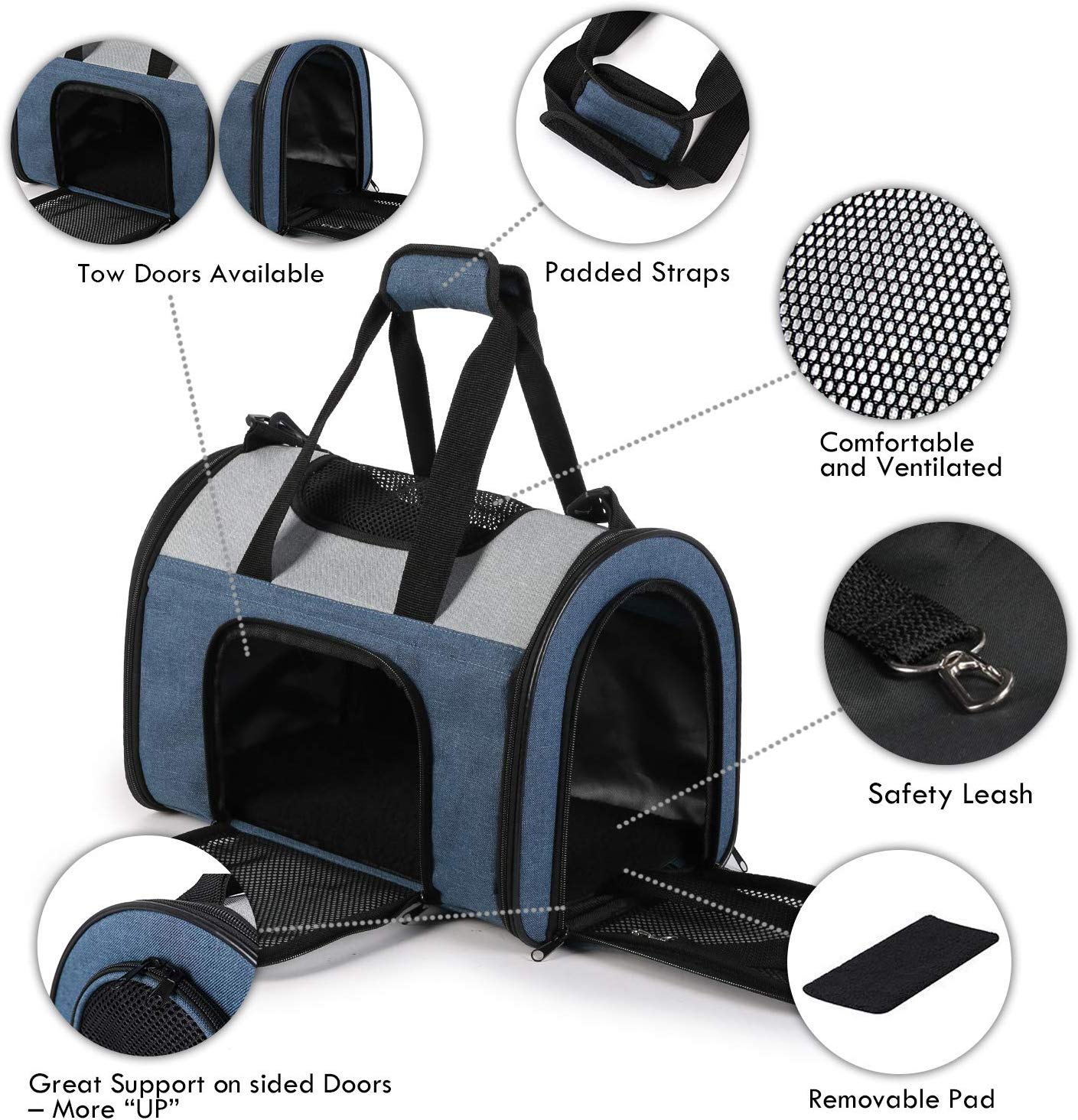 Jespet Soft Sided Pet Carrier， Airline Approved Cat Kennels Dog Carrier Collapsible