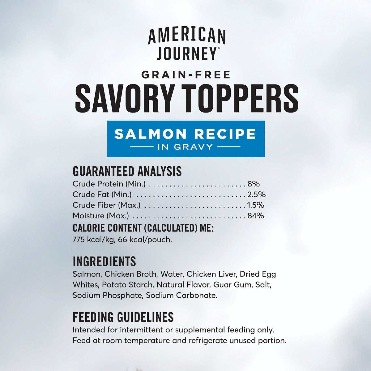 American Journey Savory Toppers Salmon Recipe in Gravy Grain-Free Dog Food Topper， 3-oz pouches， case of 24