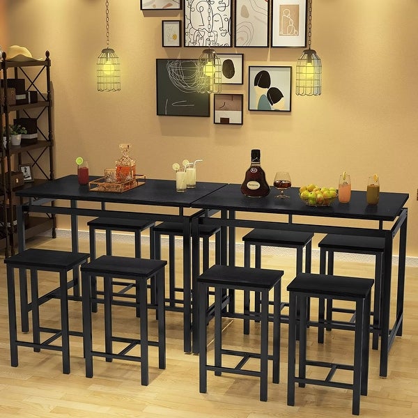 4 - Person Counter Height Dining Set with Wooden Panel and Metal Frame