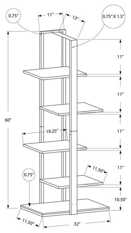 Pemberly Row 5 Shelf Metal Bookcase in Dark Taupe and Black   Industrial   Bookcases   by Homesquare  Houzz