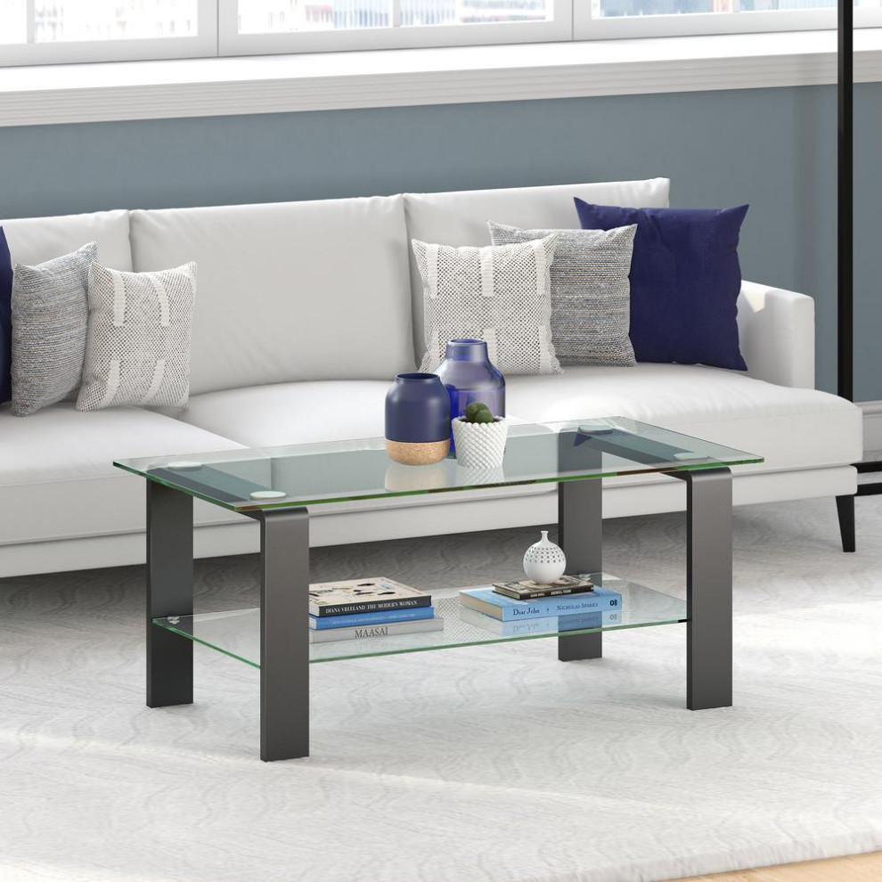 Asta 40  x27 x27Wide Rectangular Coffee Table in Gunmetal Gray   Contemporary   Coffee Tables   by BisonOffice  Houzz