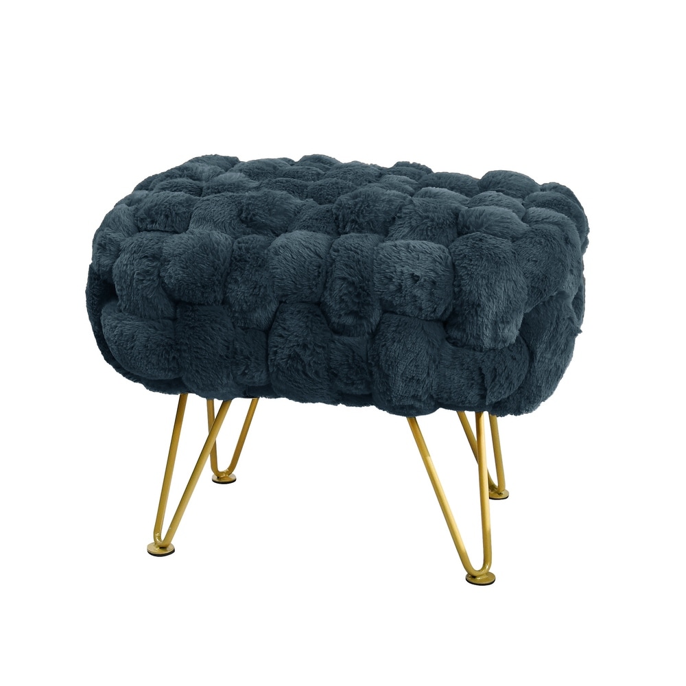 Soft Fauxfur Pouf Stool Ottoman Fuzzy Entryway Bench Seat 27\