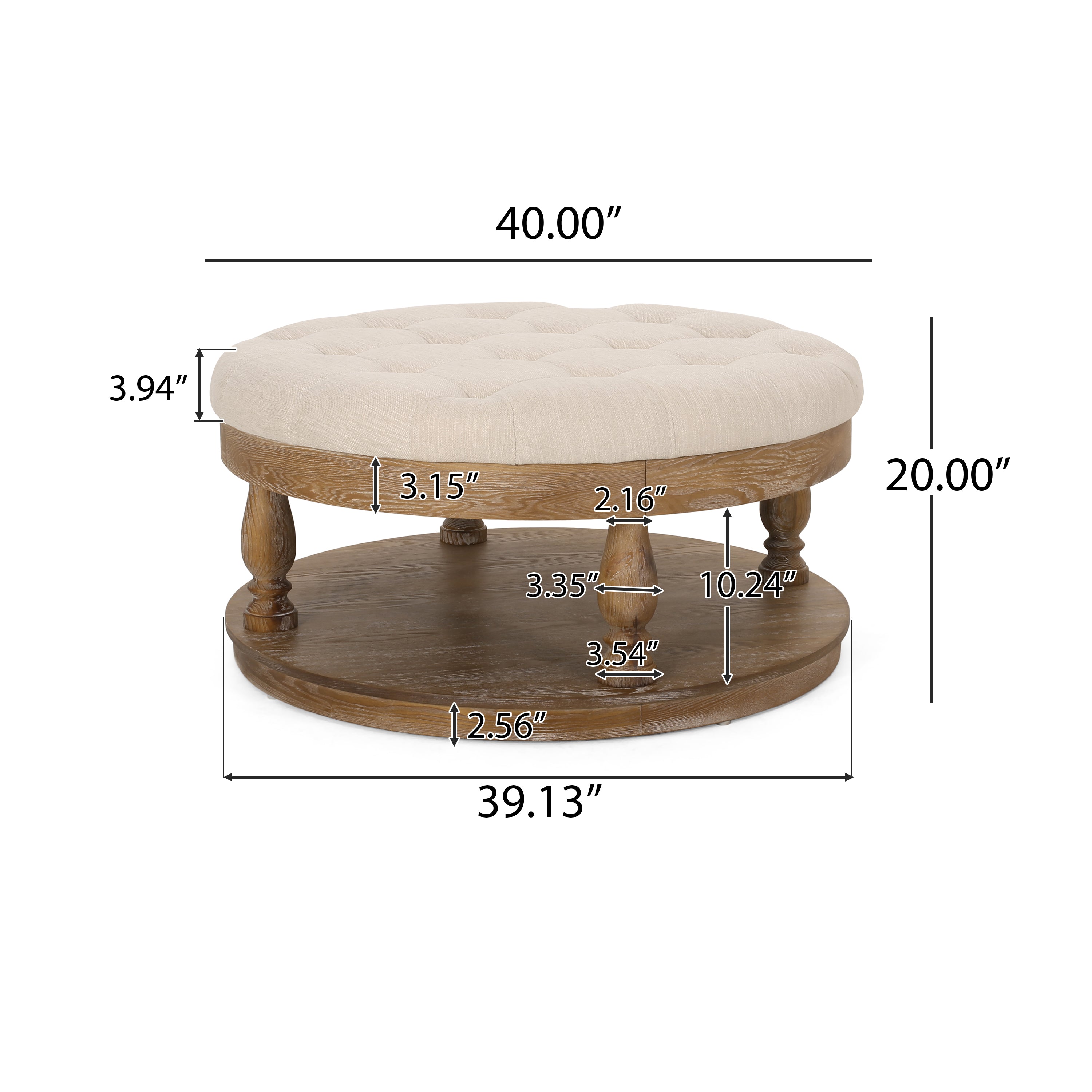 Andrue Contemporary Upholstered Round Ottoman